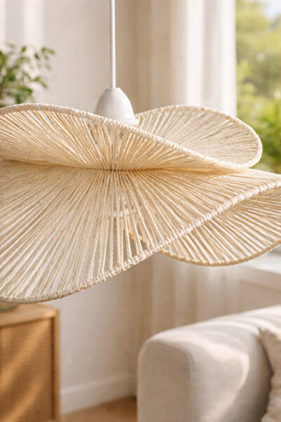 Luna Lighting Hasır Model Bohem Butik Cafe Makrome Rustik Salon Yatak Odası Sarkıt Avize