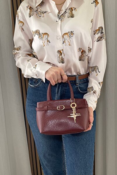 themoiss Women's Burgundy Handbag - Adjustable Long Strap - with Charm Gift -...