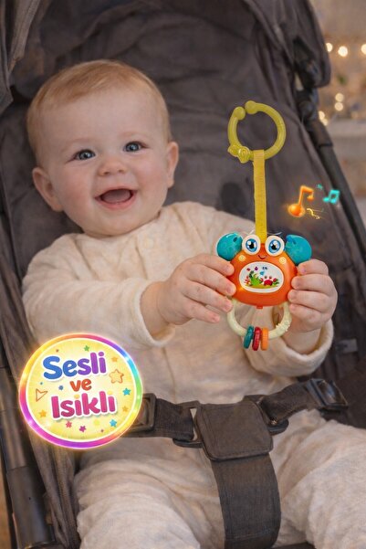 TOYFEST Müzikli ve Işıklı Çıngıraklı Yengeç Puset Oyuncağı Bebek Oyuncağı - 1...
