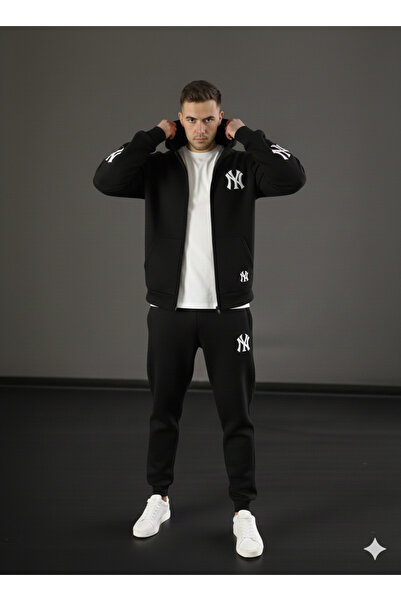 ALİ.COM Unisex Ny Printed Tracksuit Set | Hoodie Set-Cardigan Sweatpants | Jo...