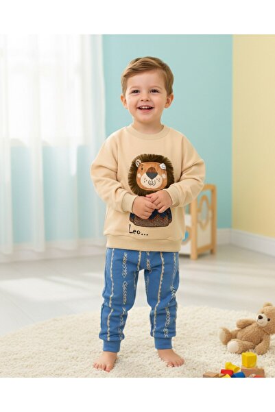 Ege Bebek Момчешки панталони с лъвска бродерия и райета, за деца на 2-3-4-5 г...