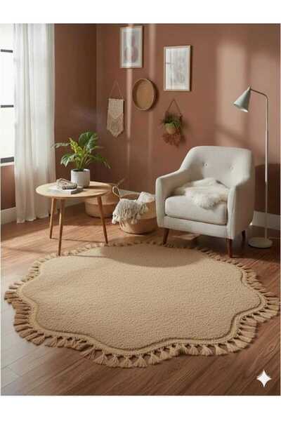 ALTUN CARPET MODERN PAPATYA PONPON SAÇAKLI PELÜŞ HALI KAYMAZ TABAN SOLON HALI...