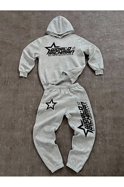 macklin Unisex Women Men World Richman Printed Oversized 3 Thread K Hooded Tr...