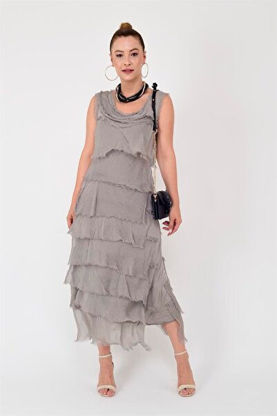 ZTO Women's Multi-Layered Silk Detail Dress