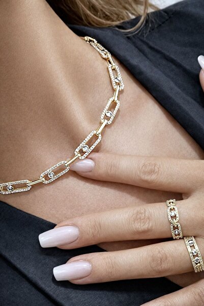 Sense of Atelier Mesi Stone Detailed Gold Choker Necklace