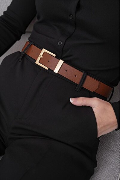 EMR Official Square Buckle Women's Belt, Trouser Belt, Waist Belt, Coat Belt