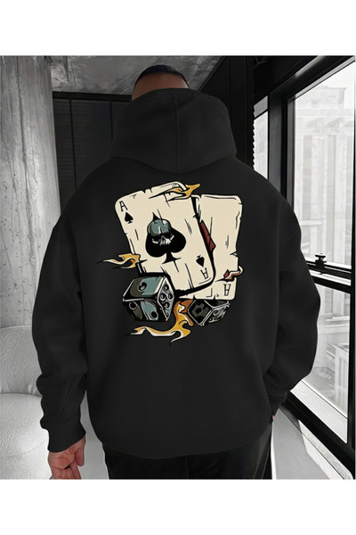 Mayer Butik Unisex Men/Women Poker Card Printed Cotton Oversized Hooded Sweat...