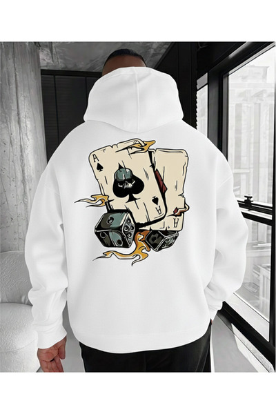 Mayer Butik Unisex Men/Women Poker Card Printed Cotton Oversized Hooded Sweat...