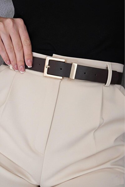EMR Official Square Buckle Women's Belt, Trouser Belt, Waist Belt, Coat Belt