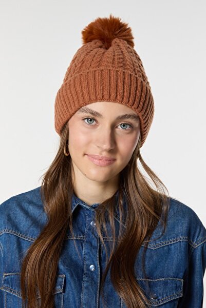 stravis Tile Knitwear Braided Beanie with Fur Fleece Inside