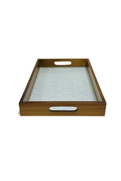 Generic Classic Luxury Wooden Serving Tray with Glass Base