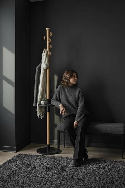 YTA collection DEKORATİF AHŞAP MODERN AYAKLI ASKILIK PORTMANTO MONT CEKET ELB...