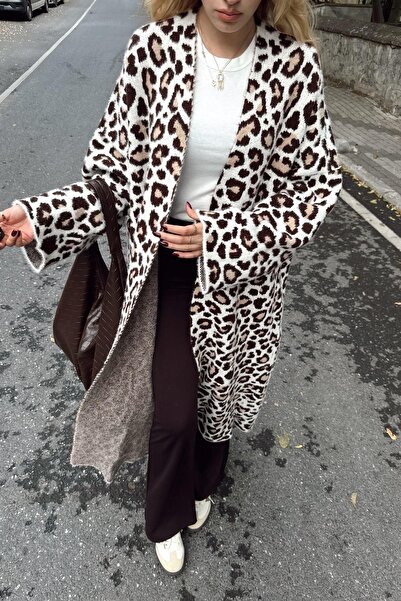 Burcia Leopard Patterned Long Cardigan