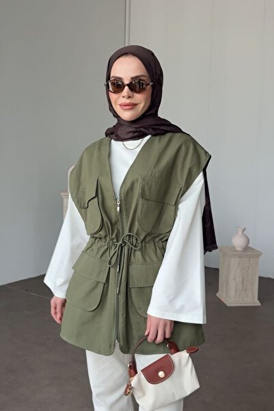 Kübra Aydıns Gabardin Yelek-Haki