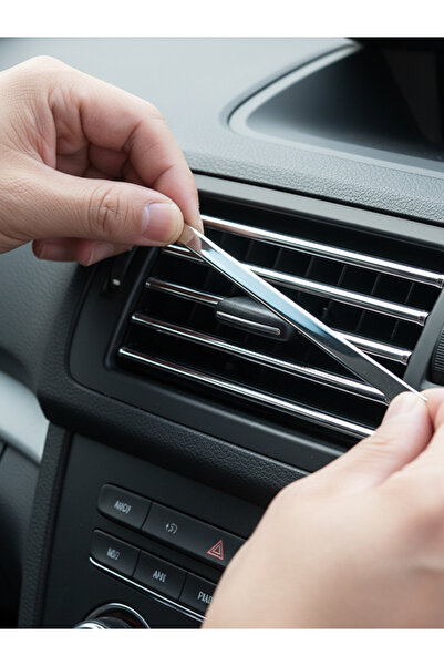 kcr oto Premium Krom Gümüş Araç Klima Izgara Çıtası - 10 Adet