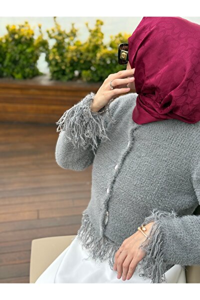 laviezey Püskül Detaylı Simli Triko Hırka