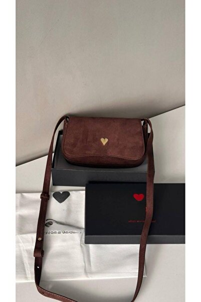 gül sezgin butik KADIN SÜET KAHVERENK MİNİ OMUZ ÇAPRAZ ASKILI ÇANTA