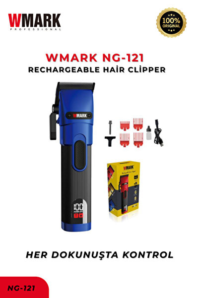 Wmark NG-121 Profesyonel Saç Kesme Makinesi Mavi | Güçlü Motor, Kablosuz Clipper
