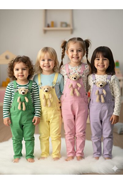 BEGONYA BEBECE KIDS ПОДВИСНАЩИ ПАНТАЛОНИ С ПРИНТ НА МЕЧКА ЗА МОМИЧЕ НА ВЪЗРАС...