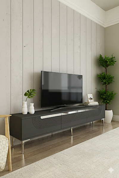 YUMEDİ DESİGN TSA1805AS - DÜNYA TV STAND , TV SEHPASI 180CM ANTRASİT-SİLVER