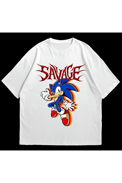 MAYDAY CULTURE Tricou supradimensionat din bumbac imprimat Sonic DTF pentru f...