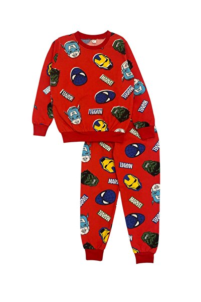 Kidora Kids Boy's Two Thread Cotton Sha Fleece-Lined Red Color Marvel Pattern...