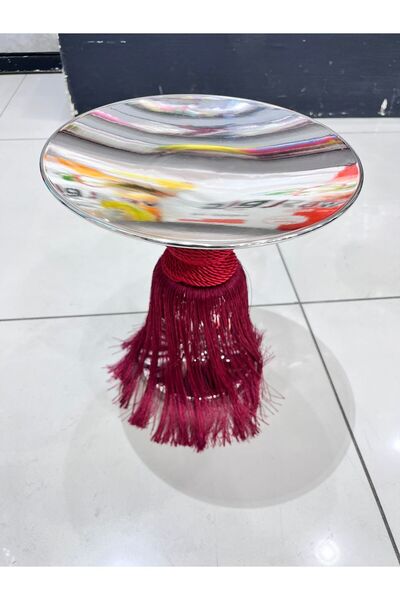 South house Luxury serving stand with red fringe, 33 cm diameter