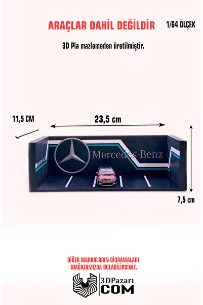 Butik 1/64 Ölçekli Mercedes Diorama Tasarımlı Araç Sergileme Garajı 3D Baskı