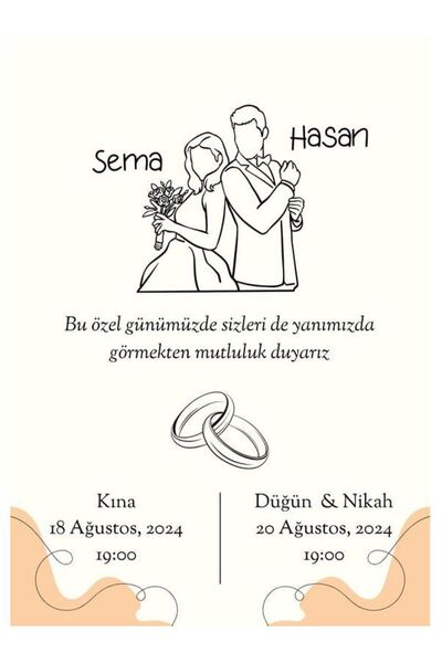 izmirdenet Düğün Davetiyesi 99 Adet Zarfsız Baskı ve Tasarım Dahil! Davetiye ...