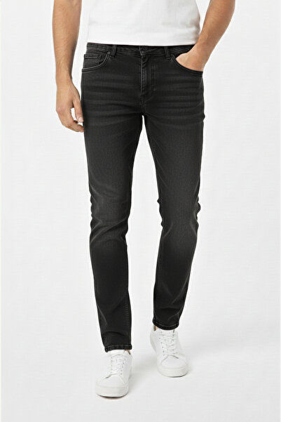 DeepSEA Anthracite Stretch Fabric Slim Fit Stonewashed Denim Trousers Casual ...