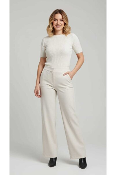 puerpuellamoda Puerpuella moda Kadın Trend Deri Şardonlu Bol pantolon