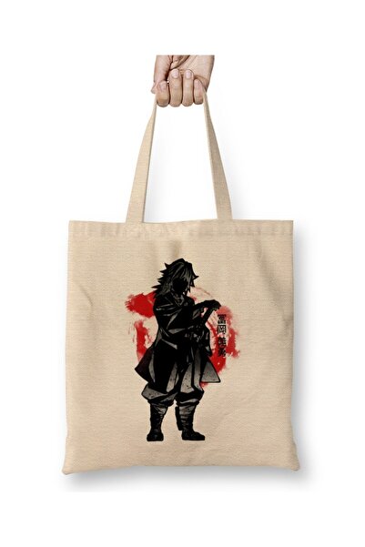 Toyaso Giyuu Tomioka Demon Slayer Біла тканинна сумка з довгими ручками Сумка...