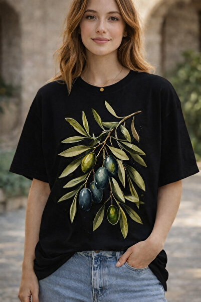 Infire clothing قصة فضفاضة تي شيرت للجنسين مصنوع من القطن بنسبة 100% من زيتون...