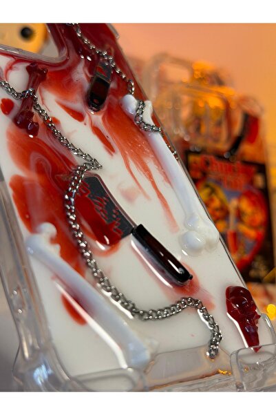 Store 14 Pro Max Bıçaklı Kemik Zincir Aksesuarlı Telefon Kılıfı