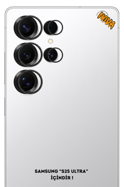 cepmoda Samsung Galaxy'S25 Ultra' Metal Camera Lens Protector Glass - Black