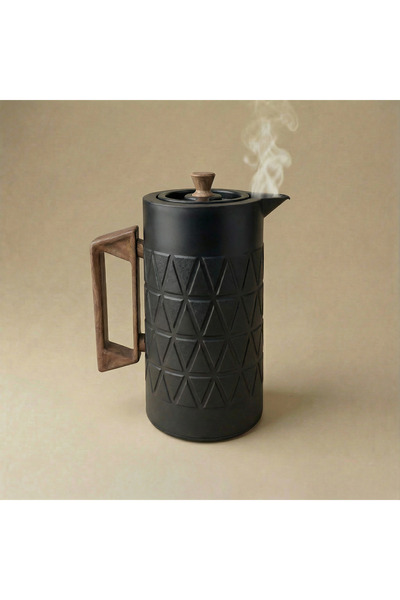 Generic 1L Insulated Thermos Bottle – Black & with Wooden texture Holder | Ke...