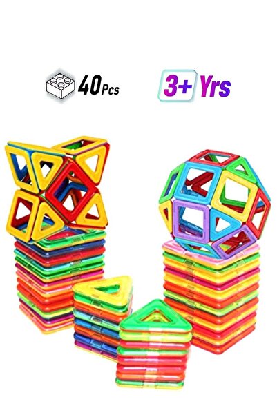 Arabest 40-Piece Magnetic Tiles Building Blocks Toy 40