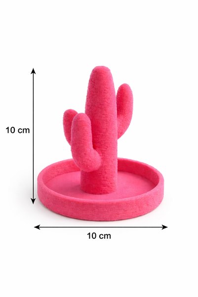 Dekor atolyem Cactus Design Pink Ring Holder-Jewelry Organizer