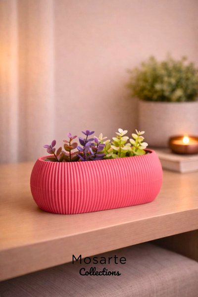 Mosarte مزهرية بتصميم بيضاوي حديث ومضلع / قطعة ديكور