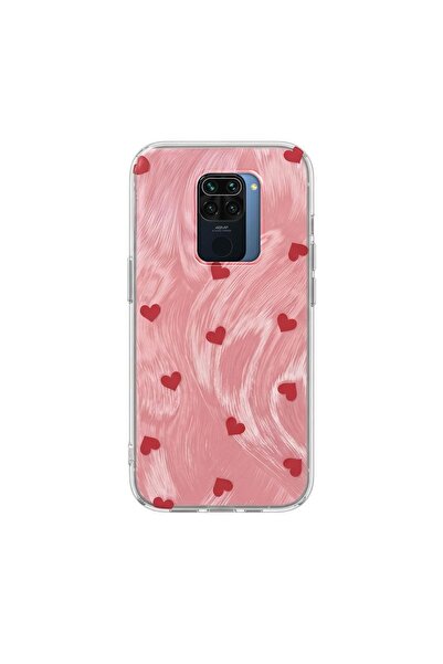 Zebana Xiaomi Redmi Note 9 Compatible Case Pink Heart Silicone Case Red