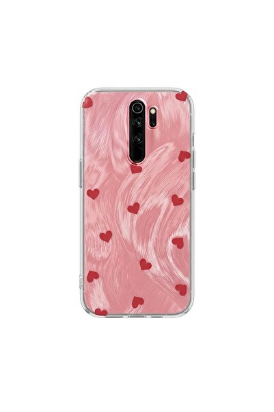Zebana Xiaomi Redmi Note 8 Pro Compatible Case Pink Heart Silicone Case Red