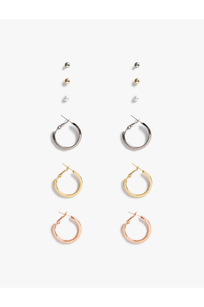 Koton طقم أقراط نسائية بيج متعددة المعادن