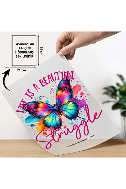 konpro Ütü ile Yama Baskı A4 Transfer Kağıdı 7059 Life is a Beautiful Struggle