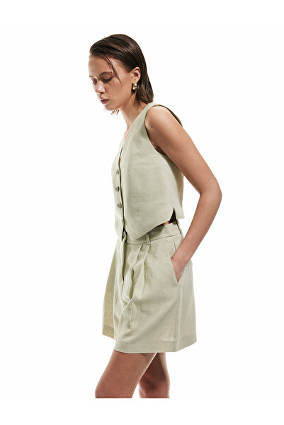 Koton Women's Green Linen Shorts