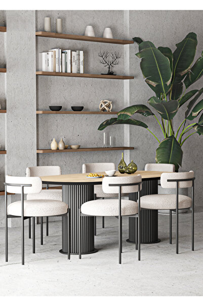 ah assel home Mina Teddy Sandalye 80x140 Bohem Ayak Yemek Masası Mutfak Masas...