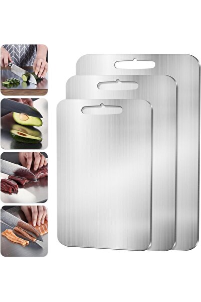 POAT 3 PCS Stainless Steel Cutting Boards Set
