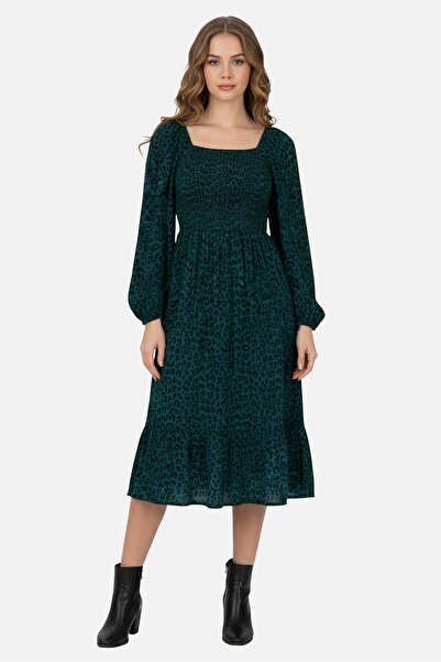 GAP Women Animal Print Midi Dress, Multicolor