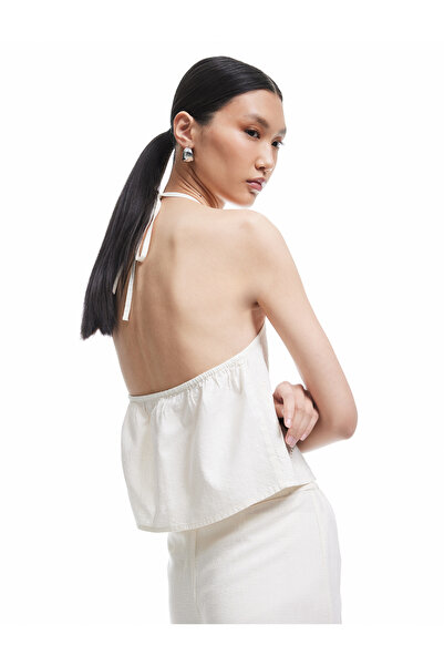 Koton Women's Beige Halter Neck Blouse