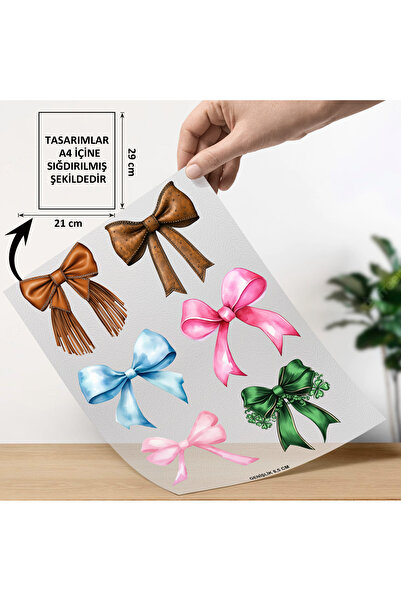 konpro Ütü ile Yama Baskı A4 Transfer Kağıdı 7039 Karışık Fiyonklar Desen Seti