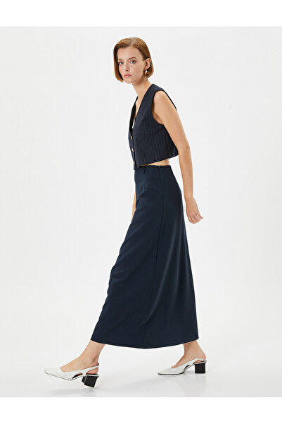 Koton Zipper Detail Medium Rise Long Pencil Skirt